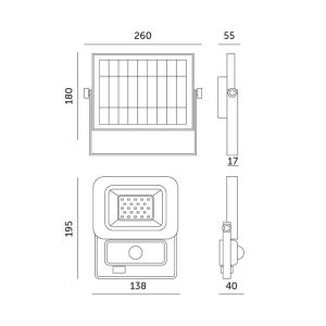 Projecteur solaire avec détecteur de mouvement LED NCS 20W 6500K IP65 LED2B