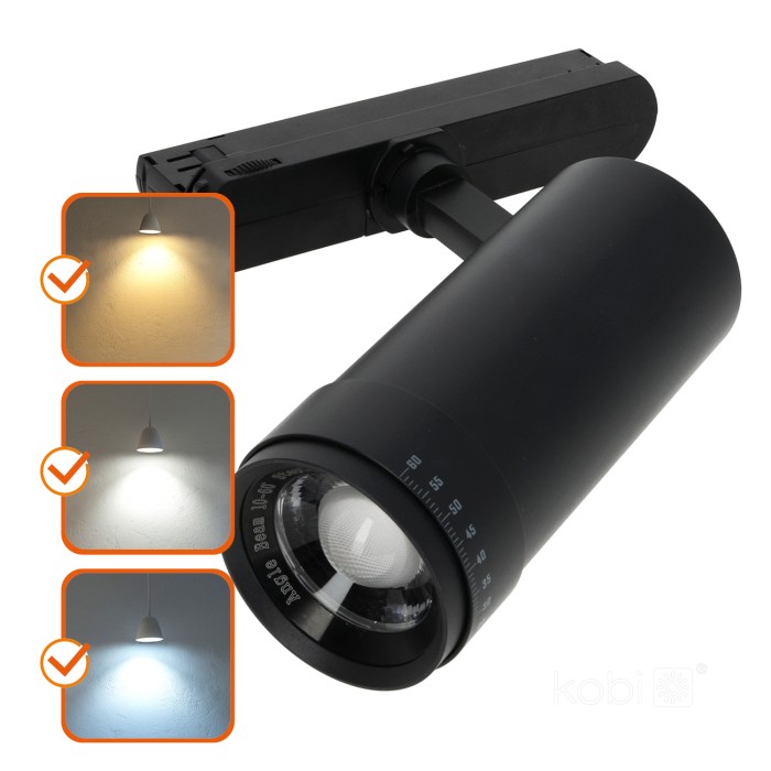 Projecteur sur rail LED NEXTRACK VISION 10W 3CCT 10-60° noir Kobi Pro