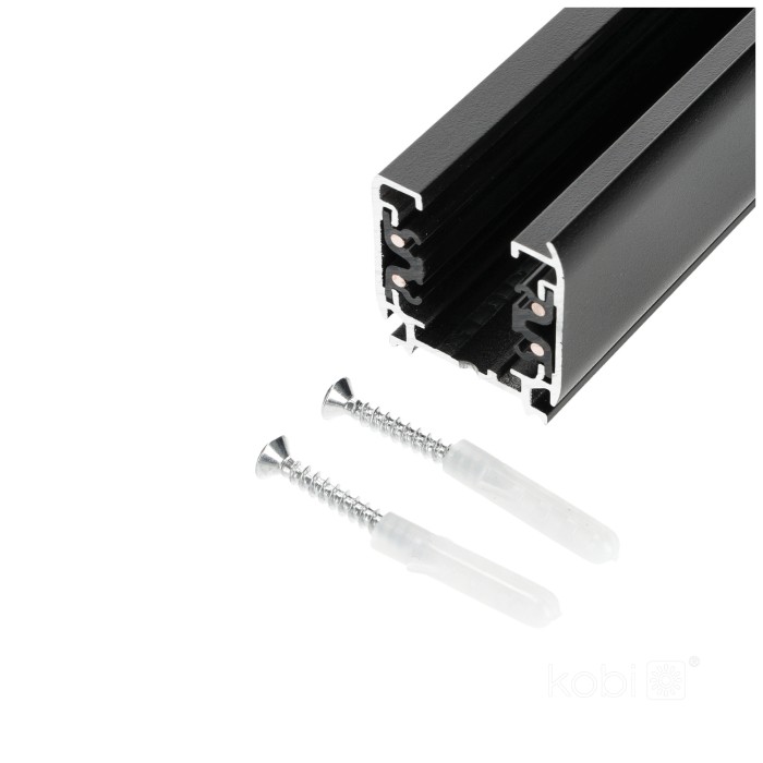 Rail à 3 circuits 1m noir Kobi