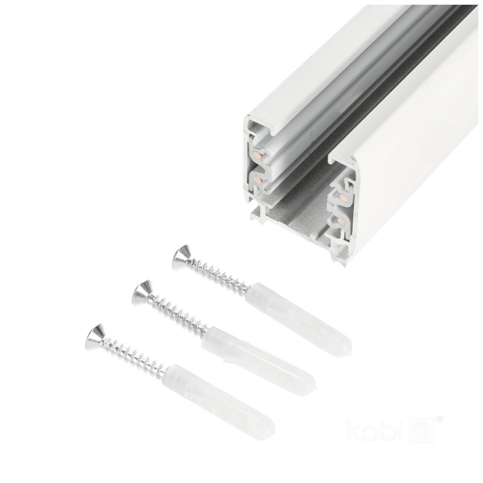 Rail à 3 circuits 2m blanc Kobi