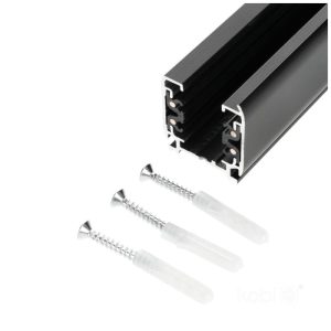 Rail à 3 circuits 2m noir Kobi
