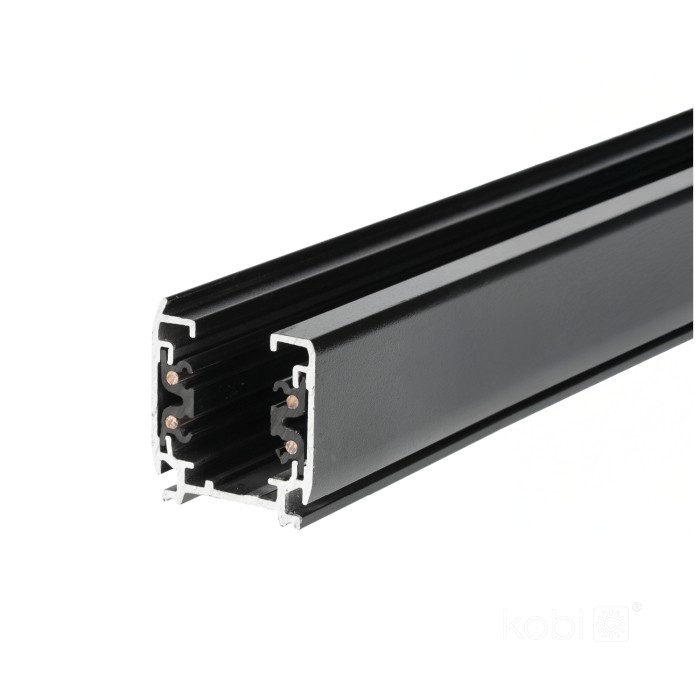 Rail à 3 circuits 2m noir Kobi
