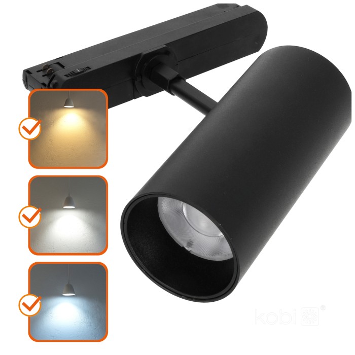 Spot LED sur rail NEXTRACK CORE 10W 3CCT 36° noir Kobi Pro