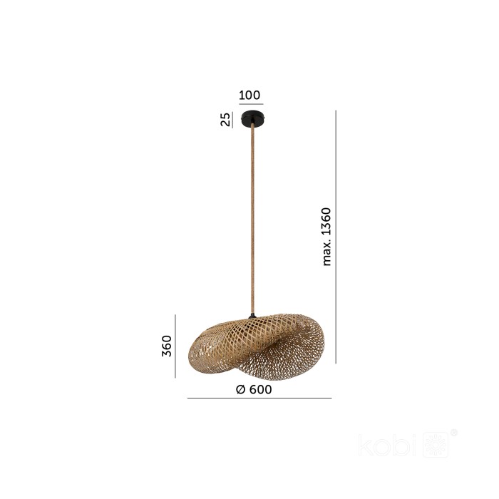 Suspension BOHO BRUGIA L RB 1xE27 Design Kobi