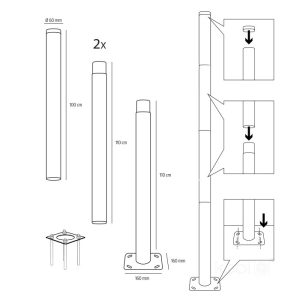 Titre du produit en français : "Poteau BASE SG 4m Fi 60mm Kobi
