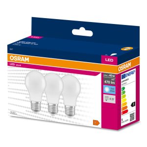 Ampoule LED CLASSIQUE VALUE A 40 4,9W/4000K E27 - lot de trois
