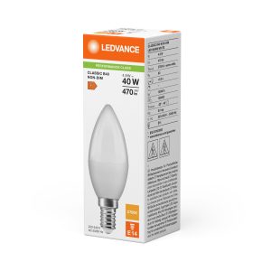 Ampoule LED en forme de bougie LEDVANCE E14 4,9W 2700K lumière chaude