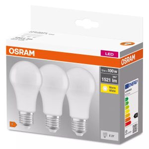 Ampoule LED OSRAM BASE CLAS E27 13W 2700K lumière chaude, lot de 3