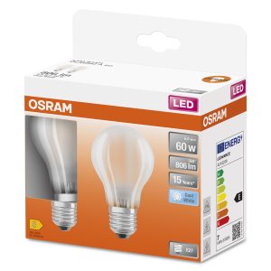 Ampoule LED Retrofit CLASSIC A 6.5W 840 Givrée E27 - paquet de deux