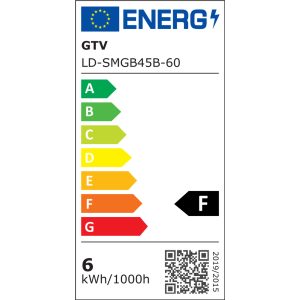 Ampoule LED sphérique GTV E14 6W 80lm/W G45 lumière chaude