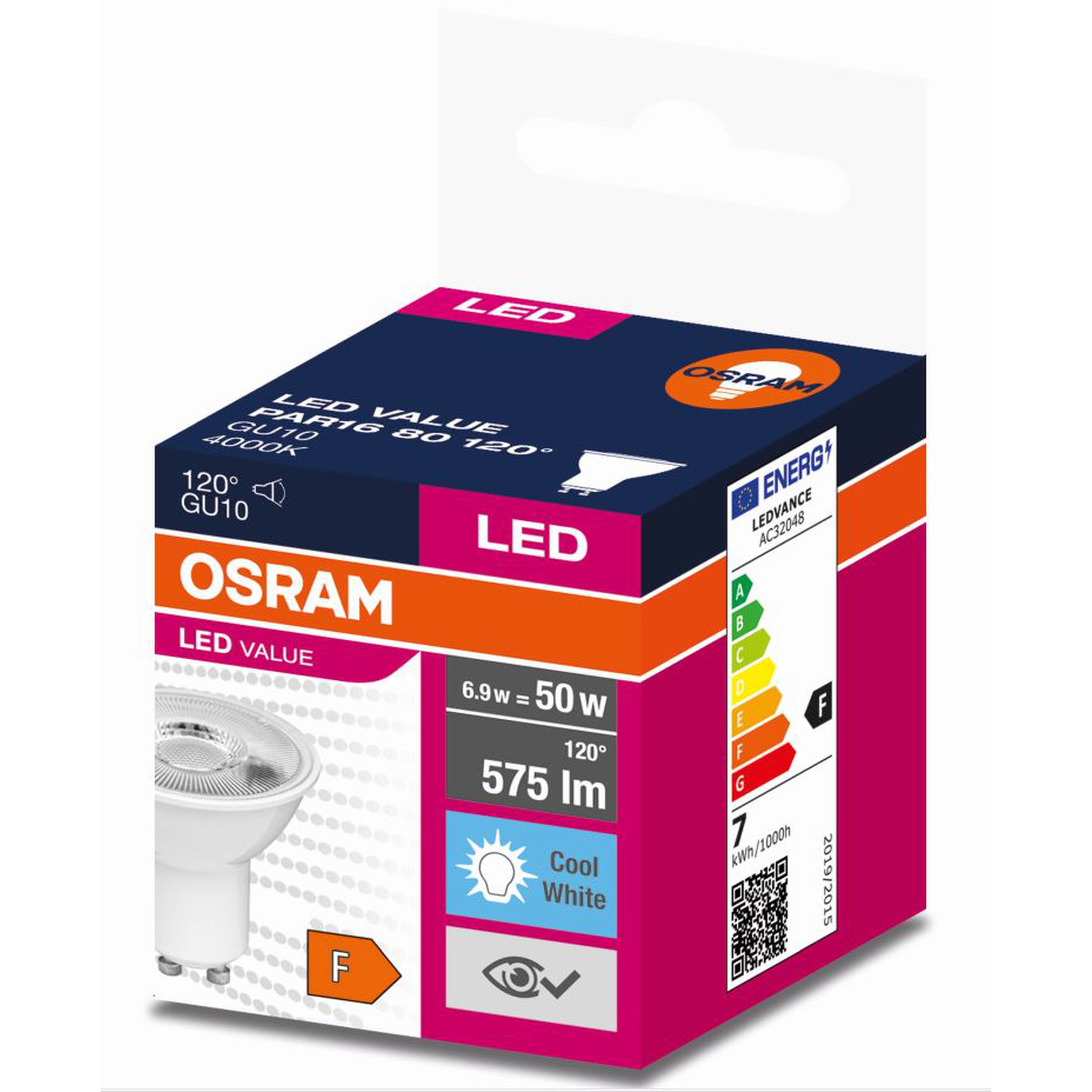 Ampoule LED VALUE GU10 6,9W blanche 120° 4000K neutre