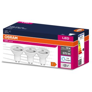 Ensemble de trois ampoules LED VALUE PAR16 50 120° 6.9W/6500K GU10