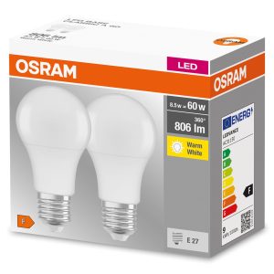 Lot de 2 Ampoules LED CLASSIC A 8.5W 827 E27 Dépolies