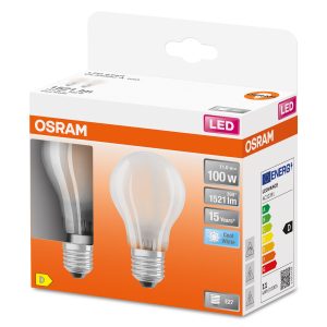 Lot de 2 ampoules LED Retrofit CLASSIC A 11W 840 Givrées E27