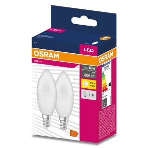 Lot de 2 ampoules LED VALUE CLASSIC B 60 7.5W/2700K E14