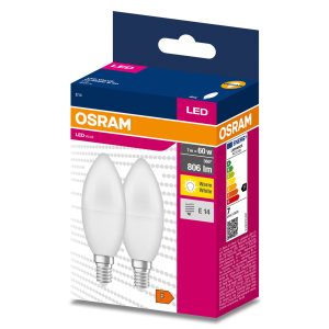 Lot de deux ampoules LED VALUE CLASSIC B 60 7,5W/3000K E14