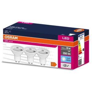 Lot de trois ampoules LED VALUE PAR16 35 120° 4.5W/4000K GU10