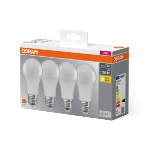 Pack de quatre ampoules LED BASE CLASSIC A 10W 827 Givrées E27