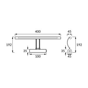 Applique murale de salle de bain au-dessus du miroir, modèle mobile ANITA LED 8W 40cm IP44 chromé