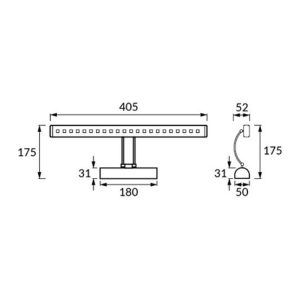 Applique murale de salle de bain pour miroir ou tableau BRENA LED 4W 40cm finition satinée