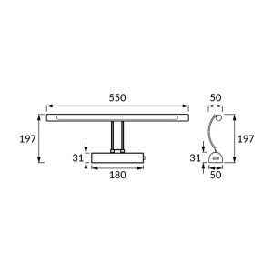 Applique murale LED ANITA 12W 55cm IP44 finition chromée pour salle de bain