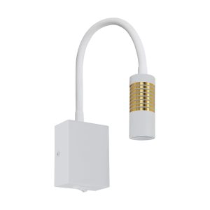 Applique murale LED glamour avec interrupteur ARI 3W blanc et or pour chambre à coucher