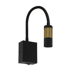Applique murale LED glamour avec interrupteur pour chambre ARI 3W noir et or