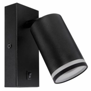 Applique murale noire ZULA GU10 avec interrupteur pour chambre à coucher