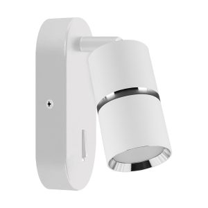 Applique murale orientable avec interrupteur pour tête de lit glamour DIOR GU10 blanc