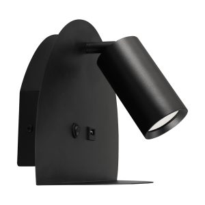 Lampe de lecture pour chambre à coucher avec étagère et port USB MOBI GU10 noir