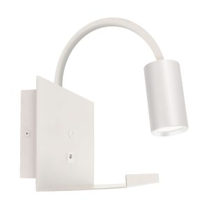 Lampe de lecture pour chambre avec étagère et port USB TELO GU10 blanc