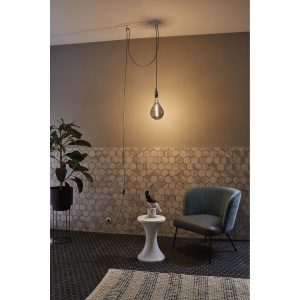 Lampe Zwis Neordic ELDAR E27 avec prise - gris/nikel satiné