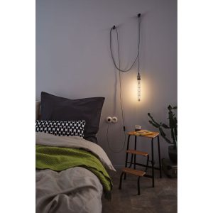 Lampe Zwis Neordic ELDAR E27 avec prise - gris/nikel satiné