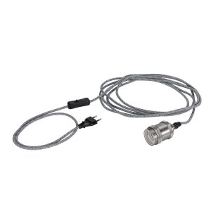 Lampe Zwis Neordic ELDAR E27 avec prise - gris/nikel satiné