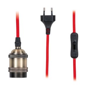 Lampe Zwis Neordic ELDAR E27 avec prise - rouge/oxydé