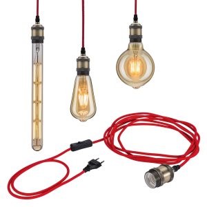 Lampe Zwis Neordic ELDAR E27 avec prise - rouge/oxydé
