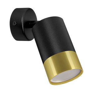 Spot mural et plafond glamour PUZON GU10 noir et or