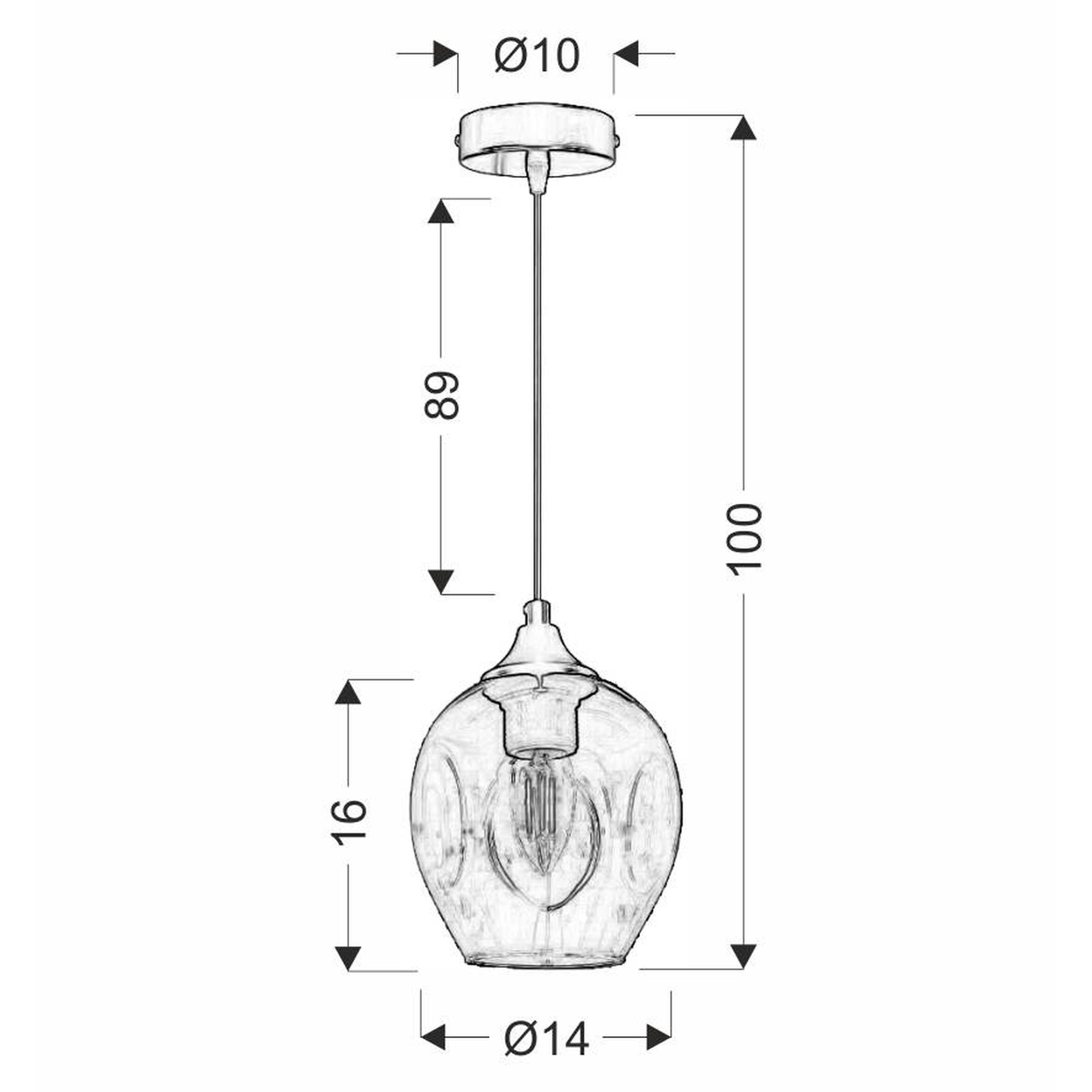 Suspension ASPA E27 - noir/ambre