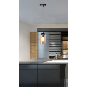 Suspension BISTRO E27 - noir/fumé