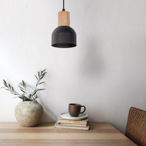 Suspension CAIRO E27 - noir/bois