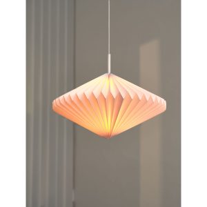 Suspension décorative en forme de diamant pour plafond, lanterne en papier blanc, douille E27
