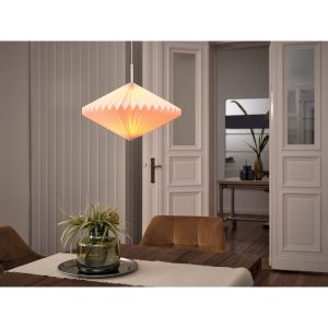 Suspension décorative en forme de diamant pour plafond, lanterne en papier blanc, douille E27