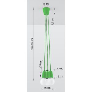Suspension DIEGO 3 ampoules E27 - couleur verte