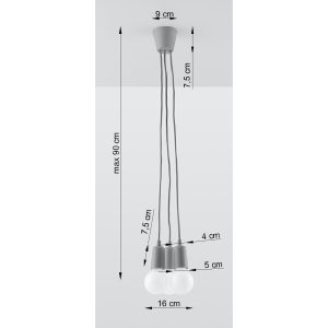 Suspension DIEGO 3 E27 - gris
