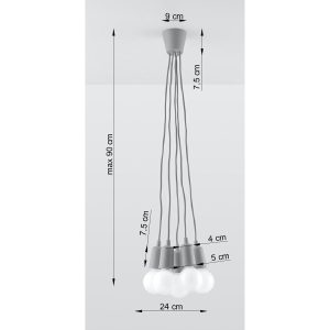 Suspension DIEGO 5 E27 - gris