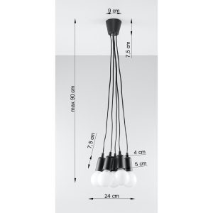Suspension DIEGO 5 E27 - noir