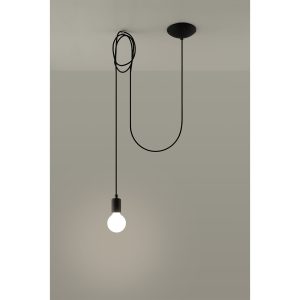 Suspension EDISON 1 LONG E27 - noir