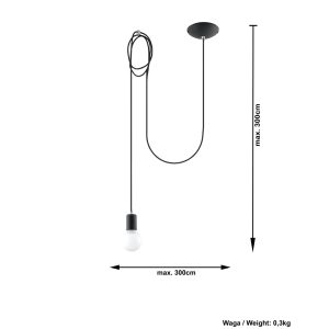 Suspension EDISON 1 LONG E27 - noir