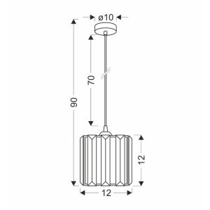 Suspension GLASSIA avec barre E27 - noir/transparent