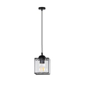 Suspension GLASSIA avec barre E27 - noir/transparent
